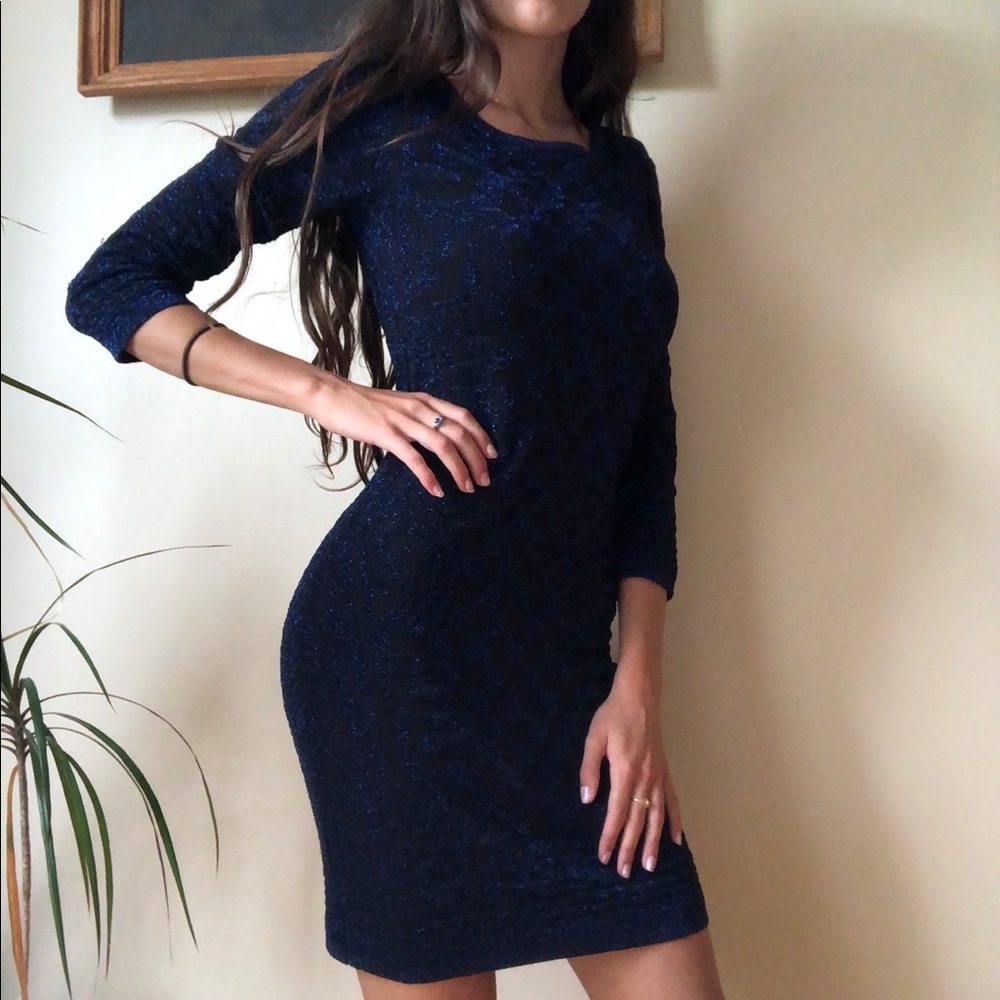 Le Château Blue/Black Sparkle Dress XS - Picture 2 of 6